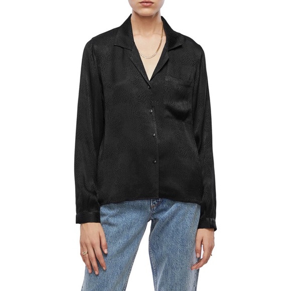 NWOT Anine Bing Lilah Print Blouse Black Snake Print - Picture 8 of 14